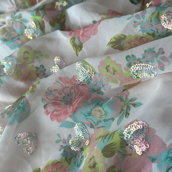 For Love And Lemons Embelleshed Hearts Floral Print And Sequin Minidress - Picture 10 of 11